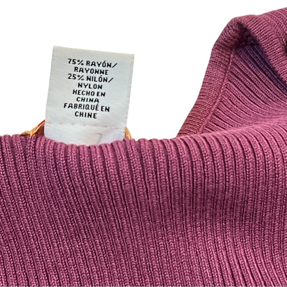 Ruby Rd Ribbed Sleeveless Tank Top, Floral Embellishments, Color Plum, Size PXL - Picture 9 of 10